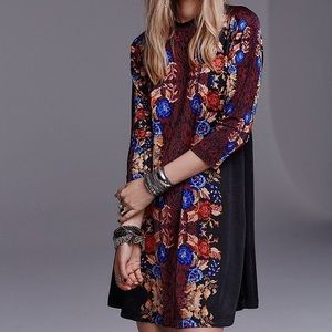 💫 FREE PEOPLE Fiesta Florals DRESS Burgundy